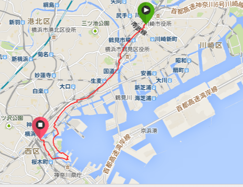 Garminコネクトのretu27の川崎→赤レンガ倉庫→横浜駅 16kmラン！詳細